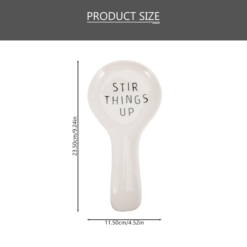 White Porcelain Ceramic Spoon Rest Heat Resistant Kitchen Scoop Holder - Image 3
