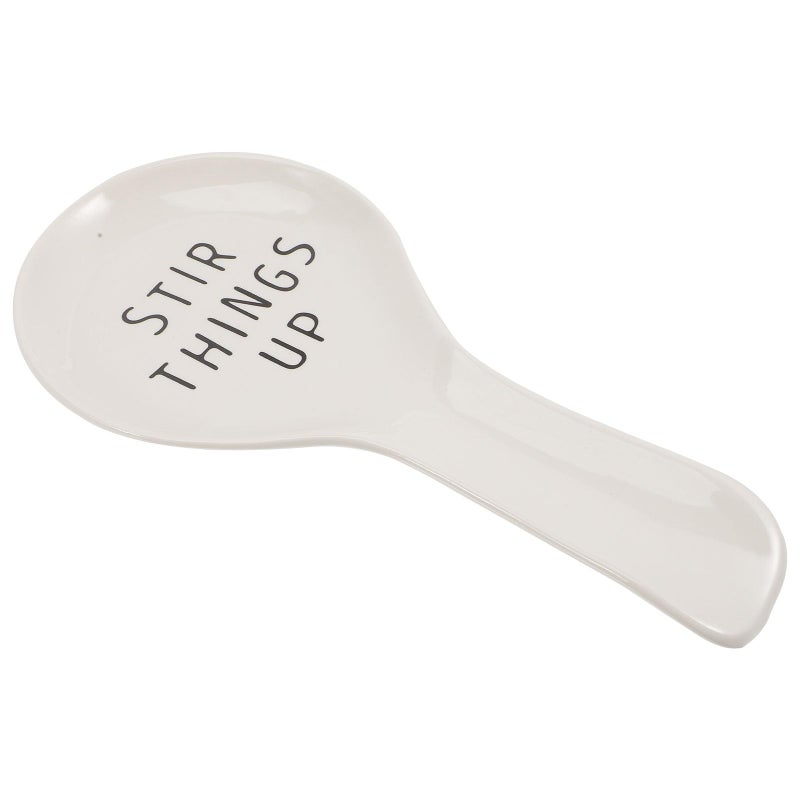 White Porcelain Ceramic Spoon Rest Heat Resistant Kitchen Scoop Holder - Image 2