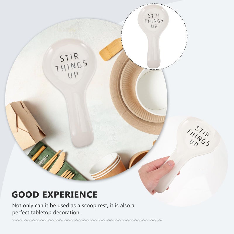 White Porcelain Ceramic Spoon Rest Heat Resistant Kitchen Scoop Holder - Image 4