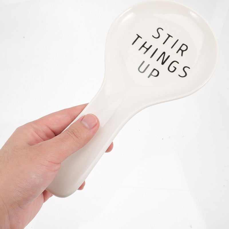 White Porcelain Ceramic Spoon Rest Heat Resistant Kitchen Scoop Holder - Image 5