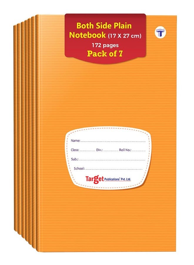 TARGET PUBLICATIONS Small Notebooks | Both Sides Blank Copy | 172 Unruled Pages | Soft Brown Cover | Size - 17 cm x 27 cm Approx | Blank Book - Pack of 7 Books | GSM 57 - Image 1