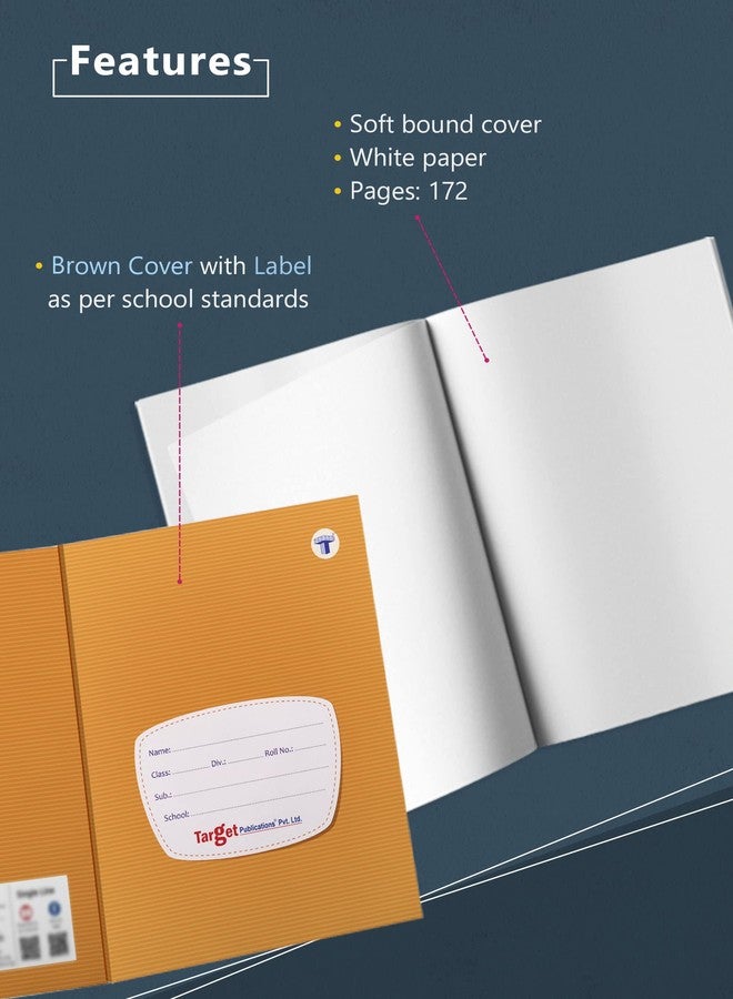 TARGET PUBLICATIONS Small Notebooks | Both Sides Blank Copy | 172 Unruled Pages | Soft Brown Cover | Size - 17 cm x 27 cm Approx | Blank Book - Pack of 7 Books | GSM 57 - Image 2