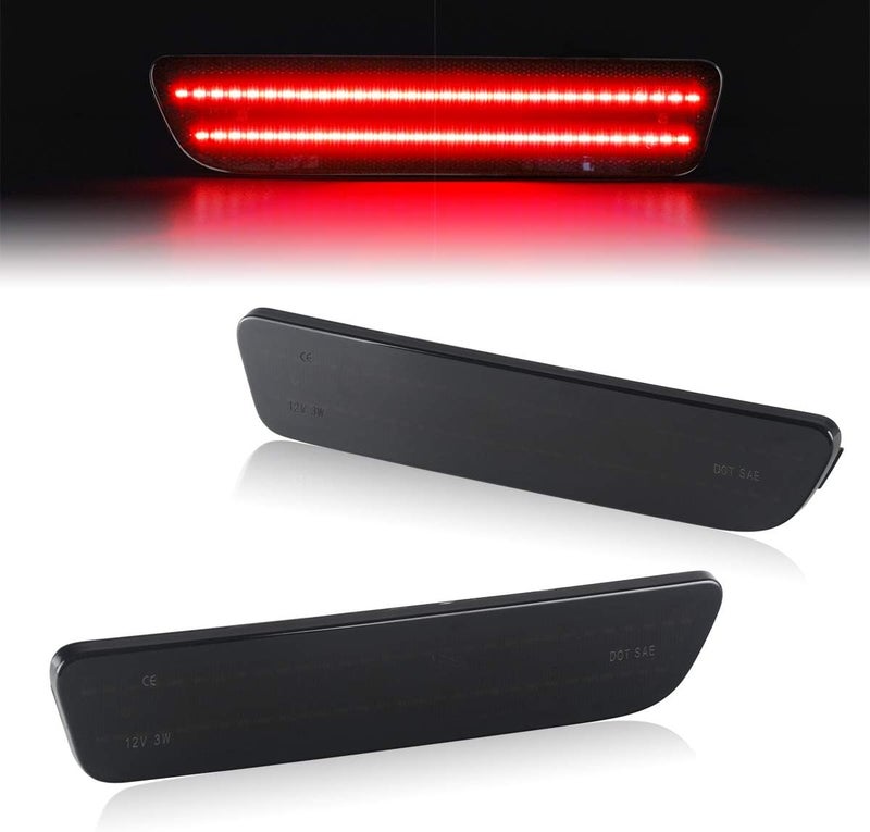 GemPro 2Pcs Rear Red LED Side Marker Light Lamps Assembly for Ford Mustang 2005-2009 (Smoke Lens) - Image 1