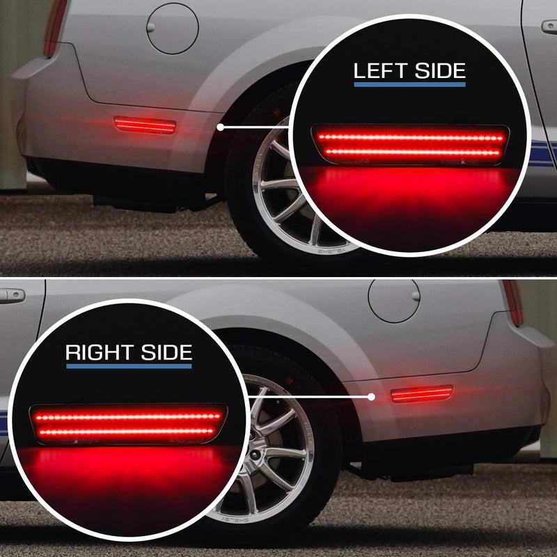 GemPro 2Pcs Rear Red LED Side Marker Light Lamps Assembly for Ford Mustang 2005-2009 (Smoke Lens) - Image 5