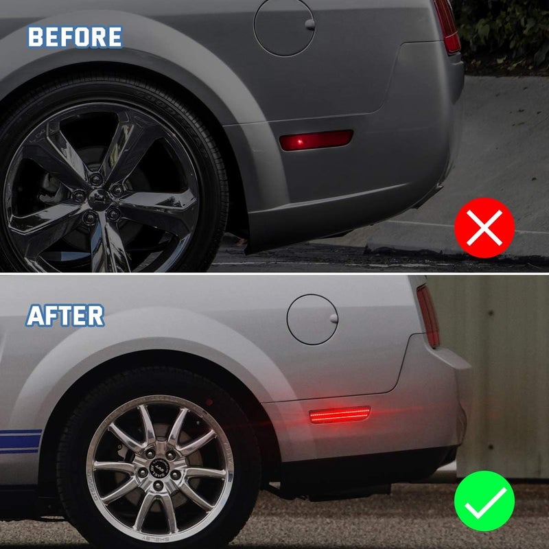 GemPro 2Pcs Rear Red LED Side Marker Light Lamps Assembly for Ford Mustang 2005-2009 (Smoke Lens) - Image 3