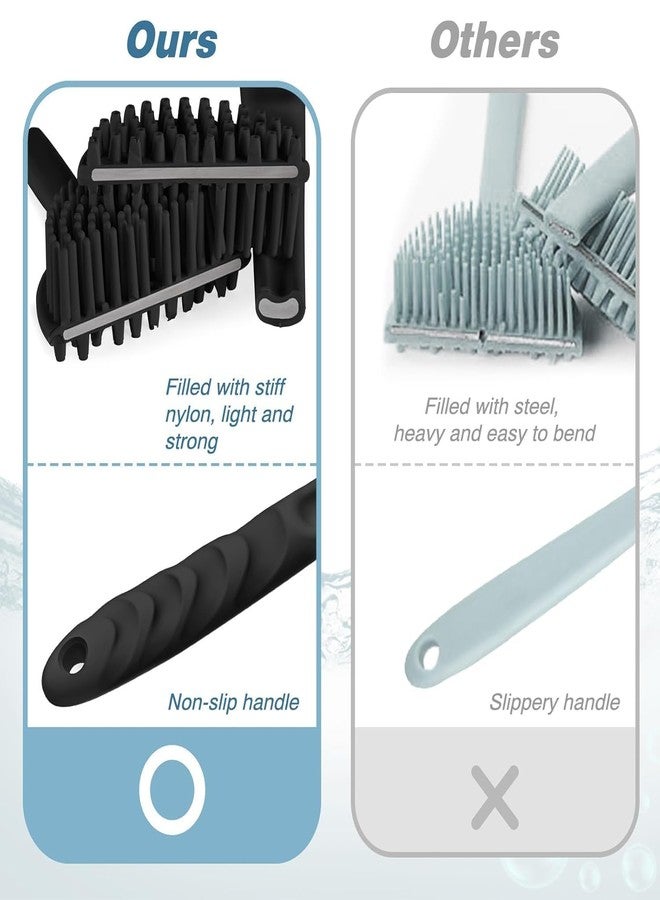 APTODEN Premium Soft Silicone Back Scrubber Shower Bath Body Brush with Long Handle Back Scrubber BPA-Free For Men and Women BLACK (B1) - Image 5