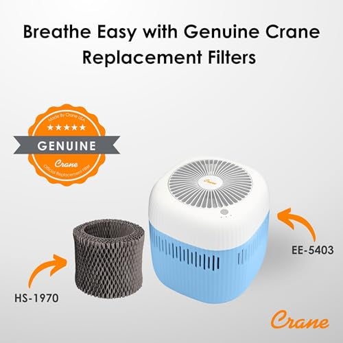 Crane Evaporative Humidifier With Wick Filter, Dishwasher Safe Tank, UV Light, Invisible Mist Evaporative Humidifiers for Bedroom, Nursery, Office, Easy Clean Humidifier 1.9L Tank, Up To 250 SQ FT - Image 4