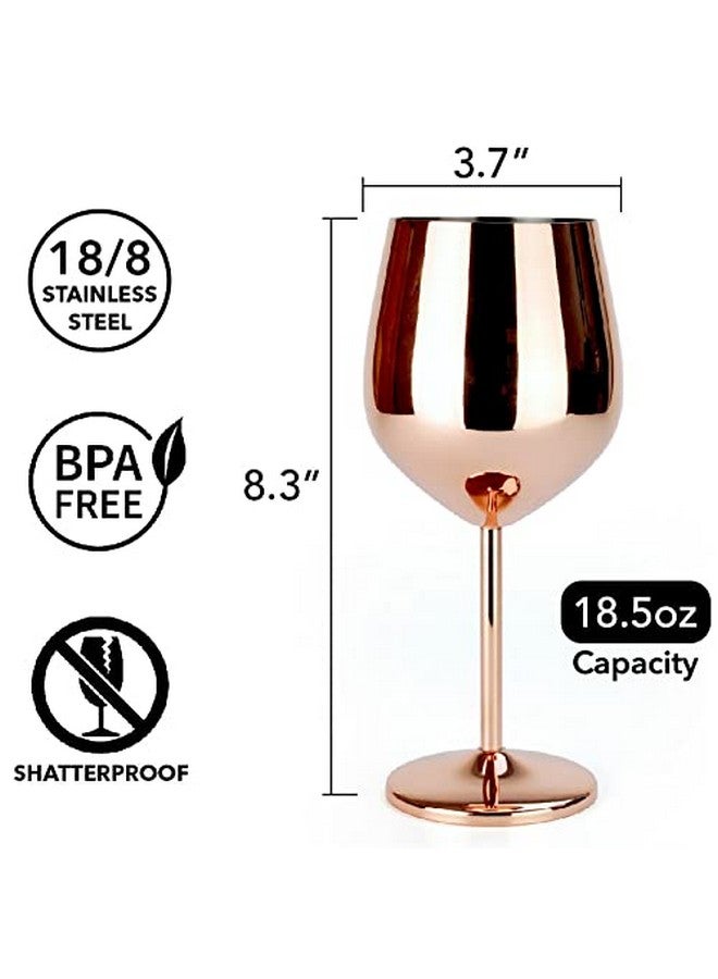 PG Copper/Rose Gold Stem Stainless Steel Wine Glass Set 4-18.5 oz - Image 2