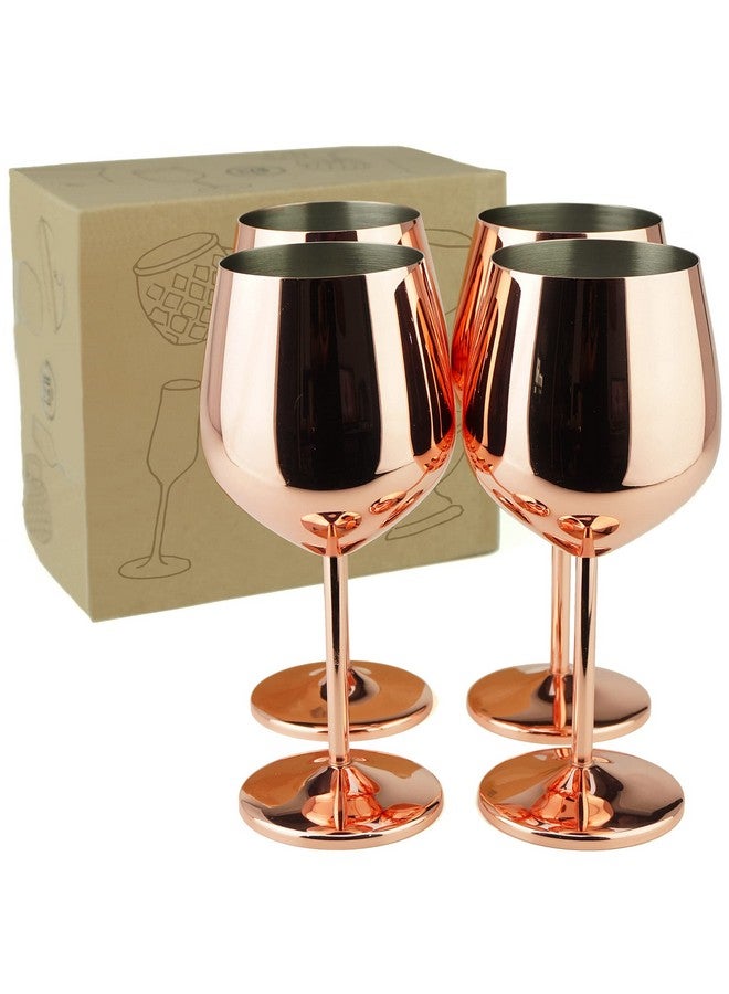 PG Copper/Rose Gold Stem Stainless Steel Wine Glass Set 4-18.5 oz - Image 4
