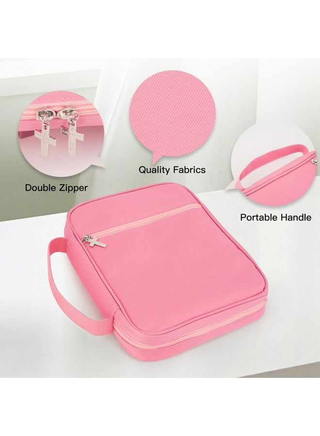 Fonwill Bible Pouch with Durable Handle, Carrying Book Pouch Church Bag Bible with Zipper Pocket, Bible Study Accessory Supplies, Gift for Mom Lady Women Men (Pink) - Image 4