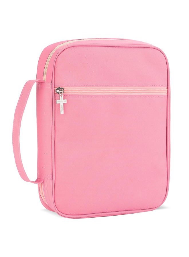 Fonwill Bible Pouch with Durable Handle, Carrying Book Pouch Church Bag Bible with Zipper Pocket, Bible Study Accessory Supplies, Gift for Mom Lady Women Men (Pink) - Image 1