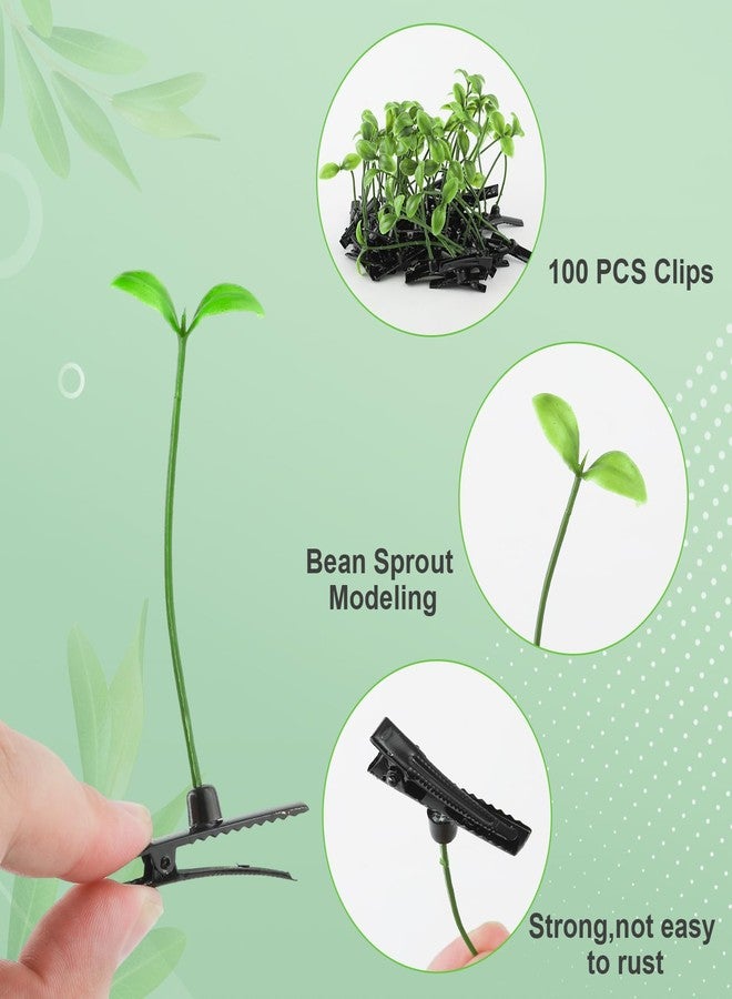 PEUTIER 100pcs Bean Sprout Hair Clip, Cute Plant Hair Clips Funny Sprout Hairpin Clips Grass Barrette Hair Accessories for Women Girls Home School DIY - Image 4