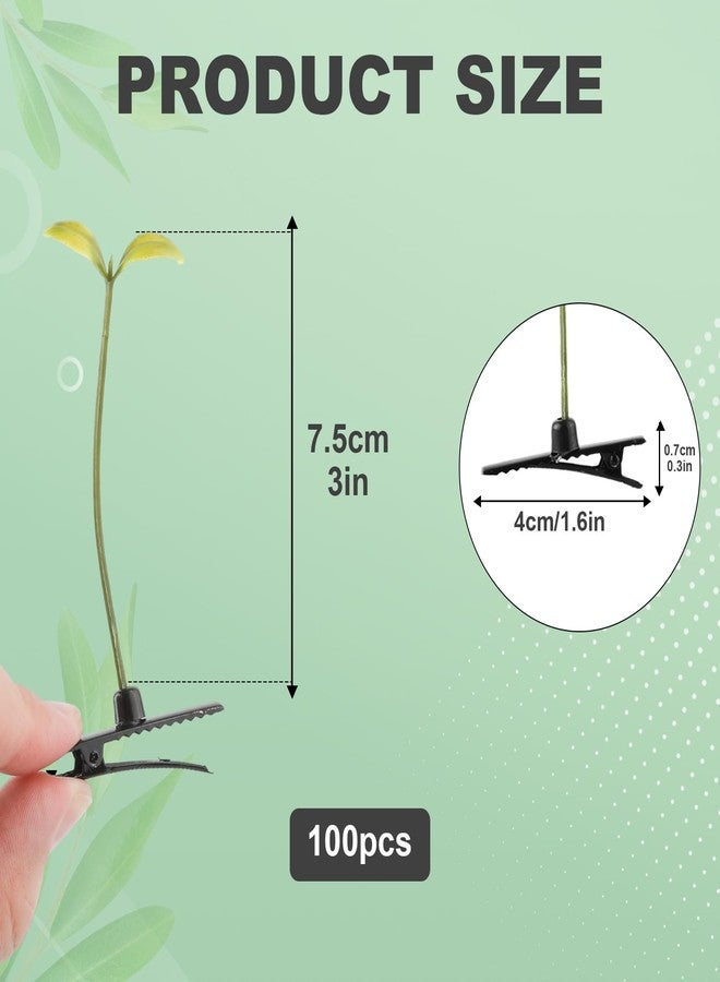 PEUTIER 100pcs Bean Sprout Hair Clip, Cute Plant Hair Clips Funny Sprout Hairpin Clips Grass Barrette Hair Accessories for Women Girls Home School DIY - Image 2