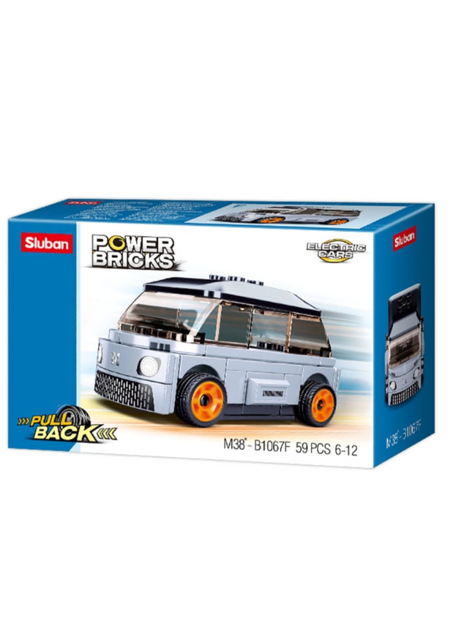 Sluban 59-Piece Power Bricks Pull Back Electric Car Grey 14 x 4.5 x 9.4 cm 141690 - Image 2