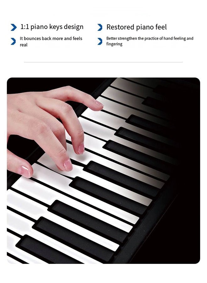 Generic - Professional 88-Key Roll-Up Electronic Piano – Portable Folding Keyboard for Beginners and Home Practice, High-Quality Sound with Bluetooth and MIDI, Black - Image 1