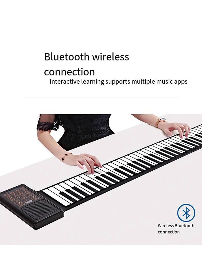 Generic - Professional 88-Key Roll-Up Electronic Piano – Portable Folding Keyboard for Beginners and Home Practice, High-Quality Sound with Bluetooth and MIDI, Black - Image 1