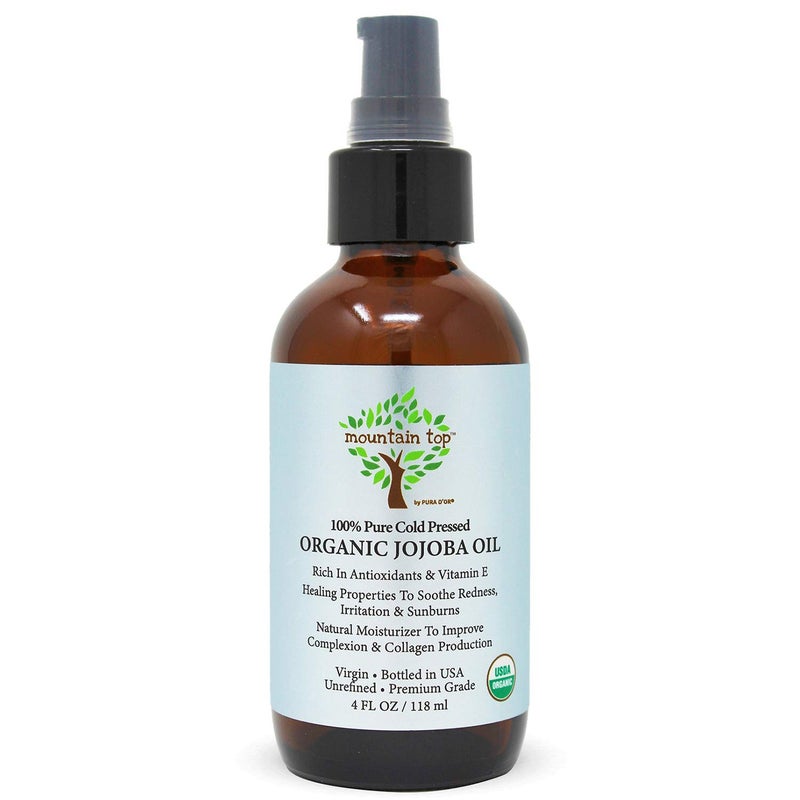 MOUNTAIN TOP MOUNTAIN TOP Jojoba Oil 4 oz  118 mL USDA Organic 100 Pure Cold Pressed Unrefined HexaneFree Base Carrier Oil  Premium Grade Natural Moisturizer for Skin Hair  Face 