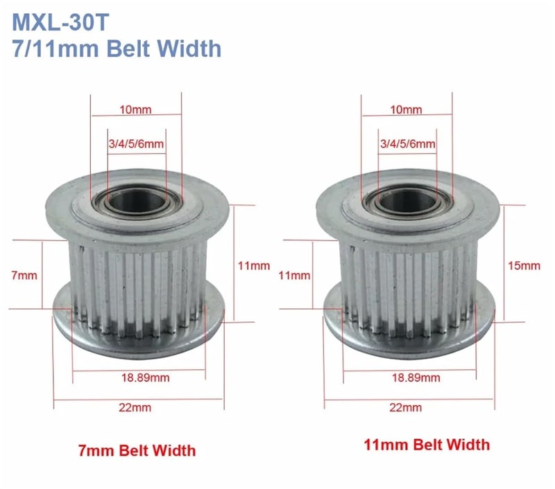 MXL 30T 30 Teeth Idler Pulley 6mm Bore 11mm Belt Width Bearing Wheel 2pcs - Image 3