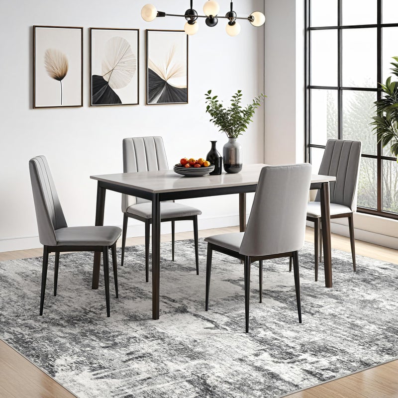DMOYEST Living Room Area Rugs - 8x10 Abstract Large Soft Indoor Washable Rug Neutral Modern Low Pile Carpet for Bedroom Dining Room Farmhouse Home Office - Grey - Image 3