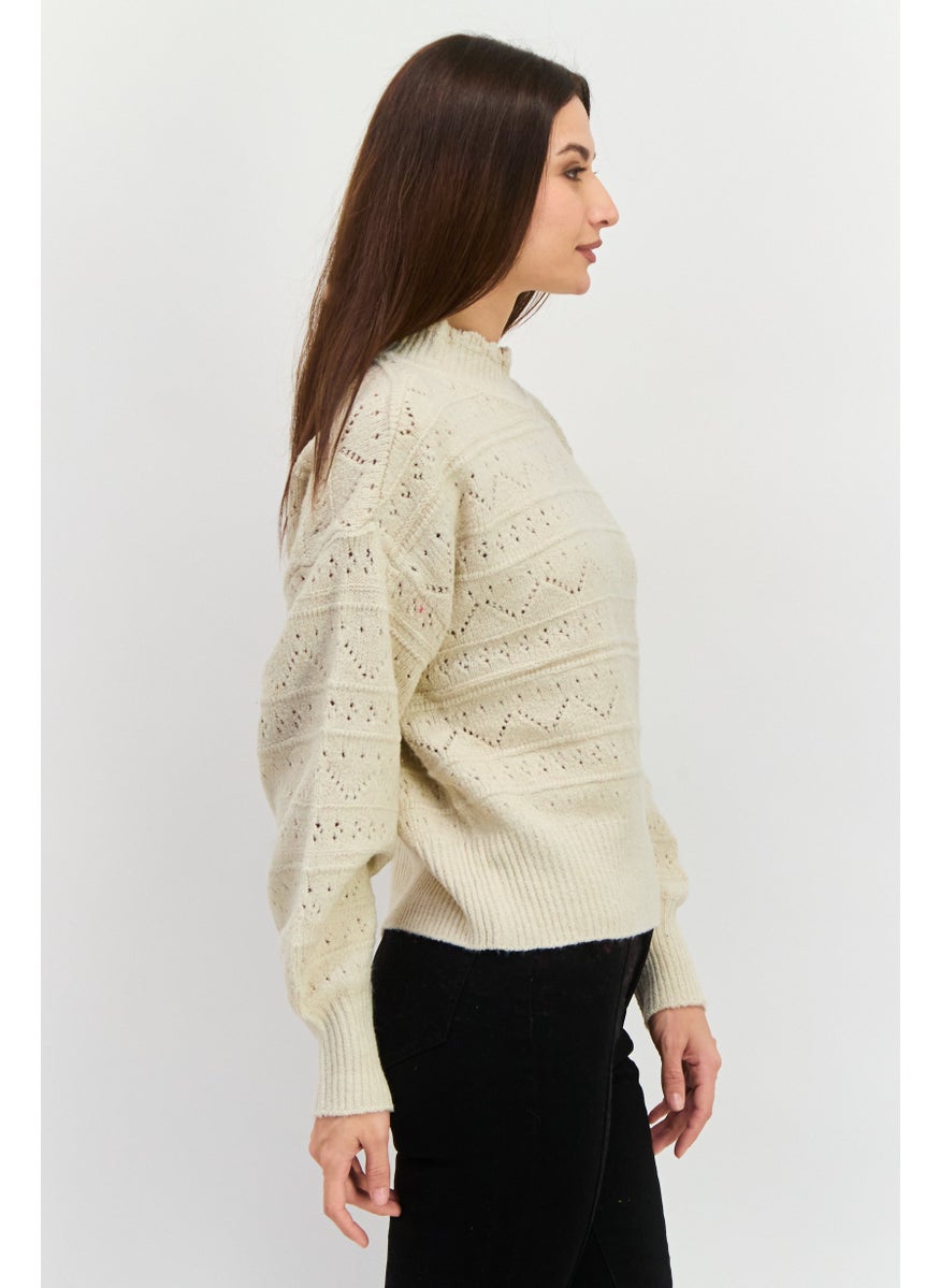 Women High Neck Knitted Sweater, Beige - pzsku/Z1652D670D83C855393E1Z/45/_/1737642589/7bb78b0d-d9c5-4d45-8ef7-8d343cab9625