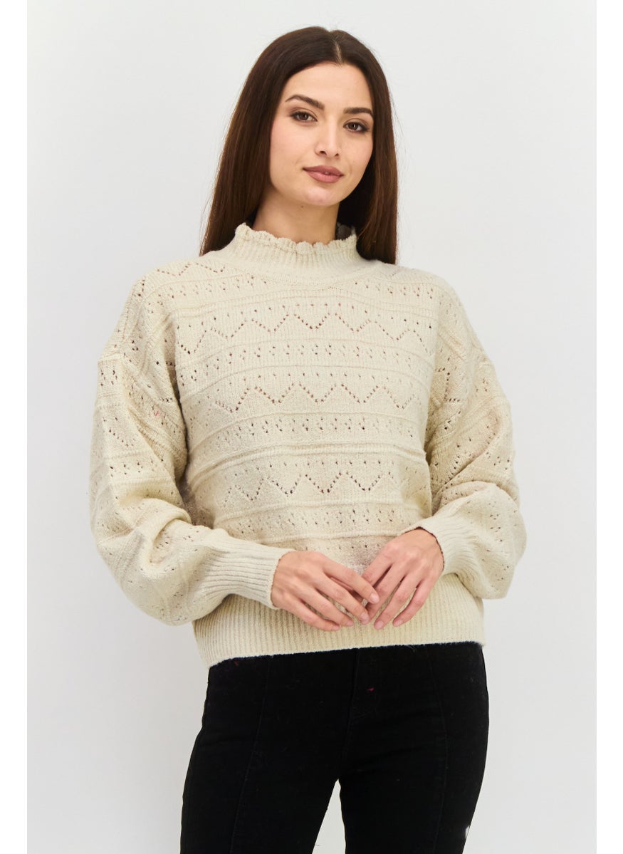 Women High Neck Knitted Sweater, Beige - pzsku/Z1652D670D83C855393E1Z/45/_/1737642591/ca4099c9-71dc-4f55-ab4d-0d1f6118d585