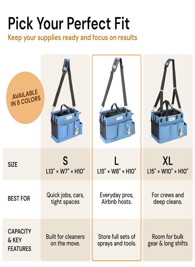 FifthStart FifthStar Cleaning Caddy Bag for Professionals - Heavy-Duty Organizer with Shoulder Strap, 9 Pockets, Mesh Base & Adjustable Compartments - Cleaning Supplies Organizer for Crews (Blue, Large) - Image 3