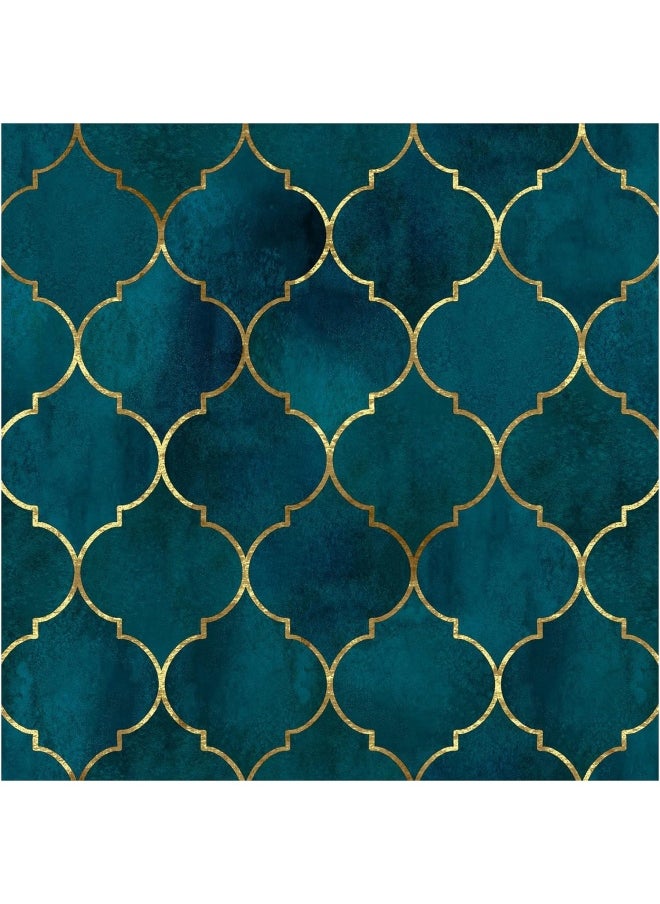 HAOKHOME - Haokhome 96034 Peel And Stick Wallpaper Graphic Trellis Emerald/Sapphire Blue/Gold Removable Contactpaper For Home Bathroom Decorations 17.7In X 9.8Ft - Image 1