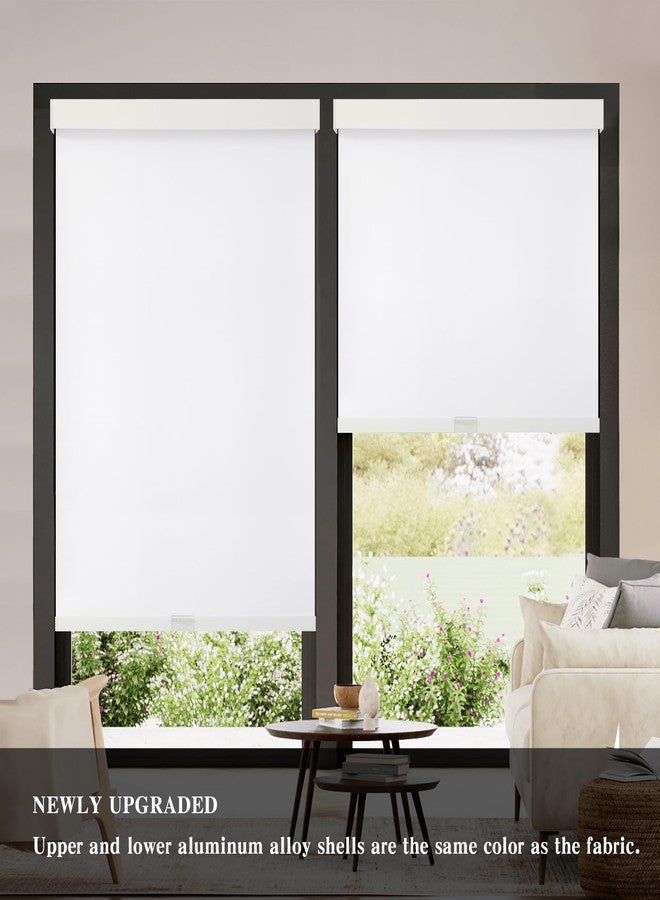 AOSKY Blackout Roller Shades Cordless Blinds for Windows, Free-Stop Shades with Valance, Thermal Insulated Fabric, UV Protection, Natural Woven Blinds for Home and Office (26" W x 72" H, White) - Image 2