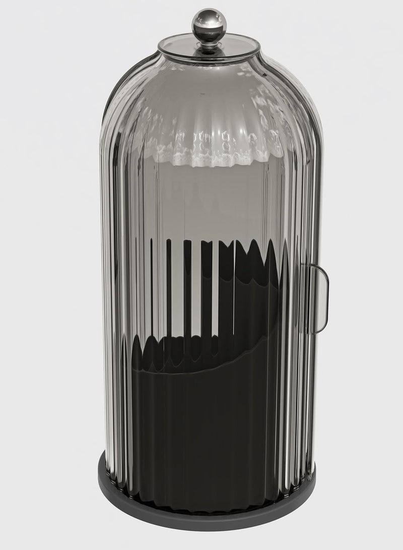 Loquat Cosmetic storage box with lid,360 Rotating Clear Dustproof Makeup Brushes Organizer (Transparent Black) - Image 2