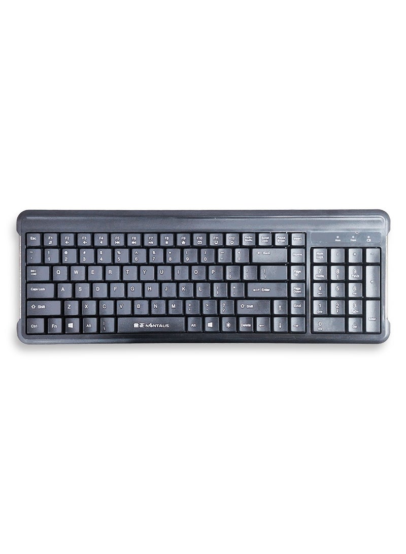 NONTAUS Wireless Multimedia Keyboard and Mouse Set with Rainbow LED Panel 2.4GHz USB , WITH 3 AA Battery , 105 key , 1600 DPI Mouse , J105 - Black - Image 2