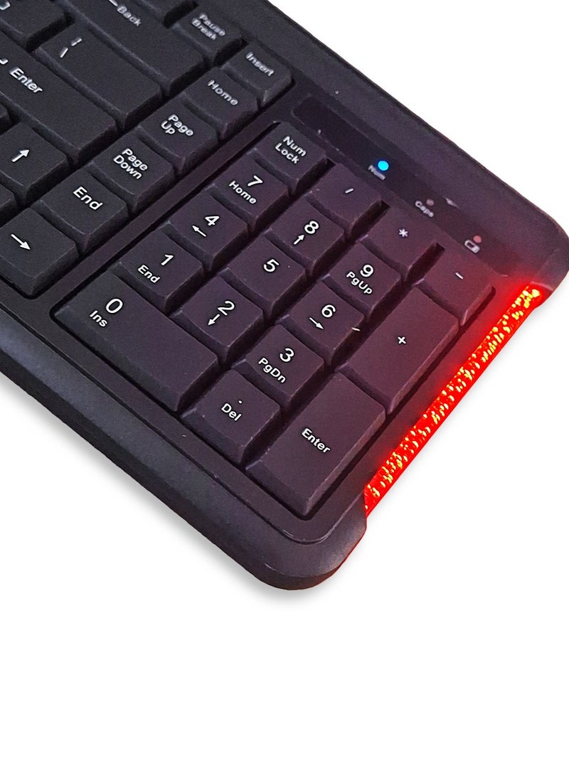 NONTAUS Wireless Multimedia Keyboard and Mouse Set with Rainbow LED Panel 2.4GHz USB , WITH 3 AA Battery , 105 key , 1600 DPI Mouse , J105 - Black - Image 5