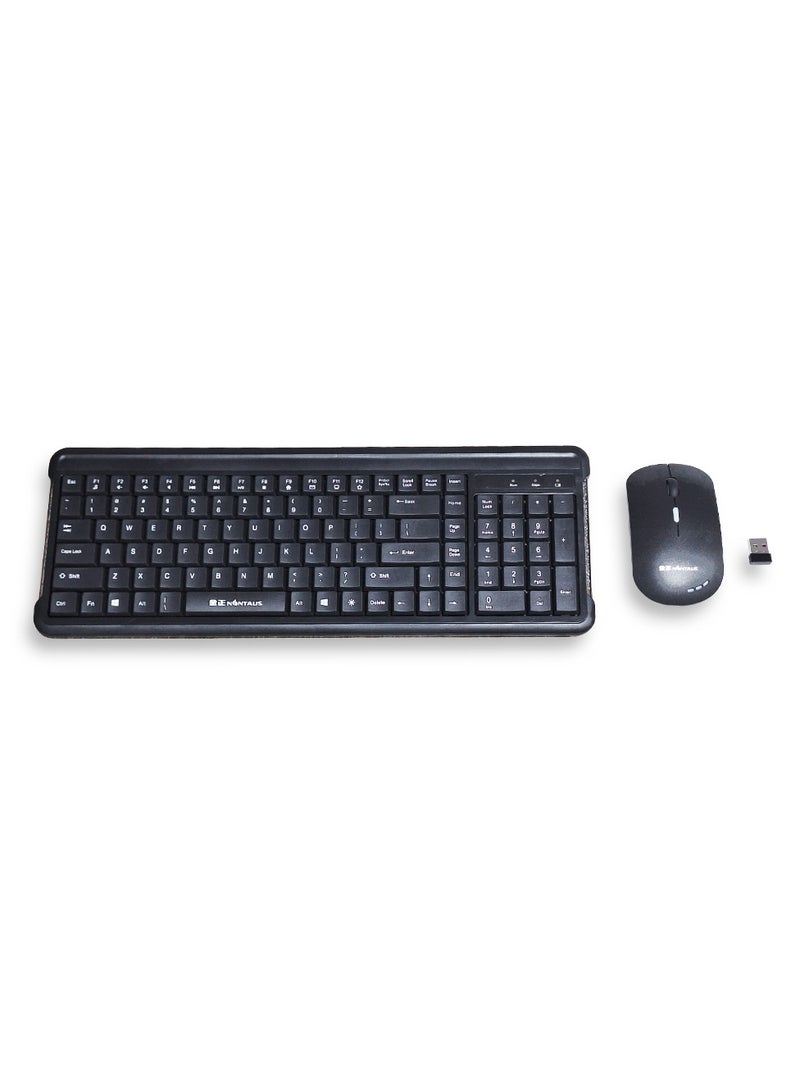 NONTAUS Wireless Multimedia Keyboard and Mouse Set with Rainbow LED Panel 2.4GHz USB , WITH 3 AA Battery , 105 key , 1600 DPI Mouse , J105 - Black - Image 1