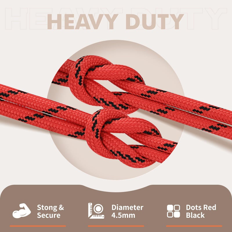 Stepace Round Shoelaces [2 Pairs] Heavy Duty Boot Shoe Laces for Hiking Work Boots Red Black Dots Shoe Strings for Replacement 55" (140cm) - Image 2