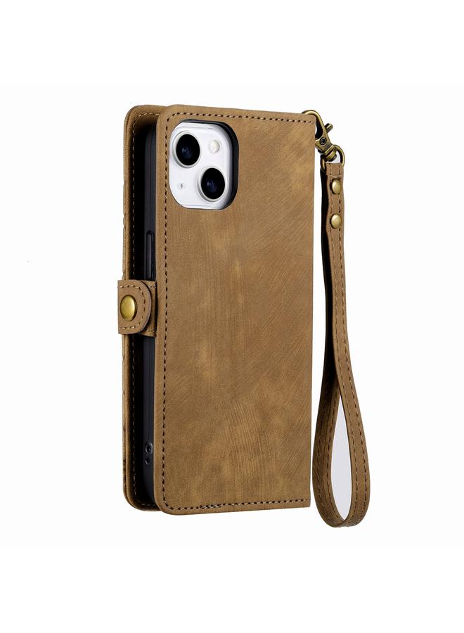 S-TOP Case For iPhone 13 Geometric Zipper Wallet Side Buckle Leather Phone Case - Image 3