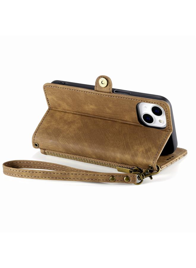 S-TOP Case For iPhone 13 Geometric Zipper Wallet Side Buckle Leather Phone Case - Image 5