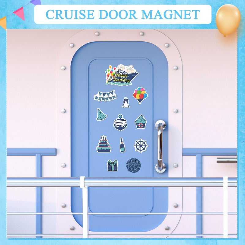 LEIFIDE 12 Pcs Birthday Cruise Door Magnets Decorations Funny Stateroom Happy Birthday Magnets Cruise Ship Door Decorations Magnetic Reusable for Ship Carnival Fridge Car (Blue) - Image 5
