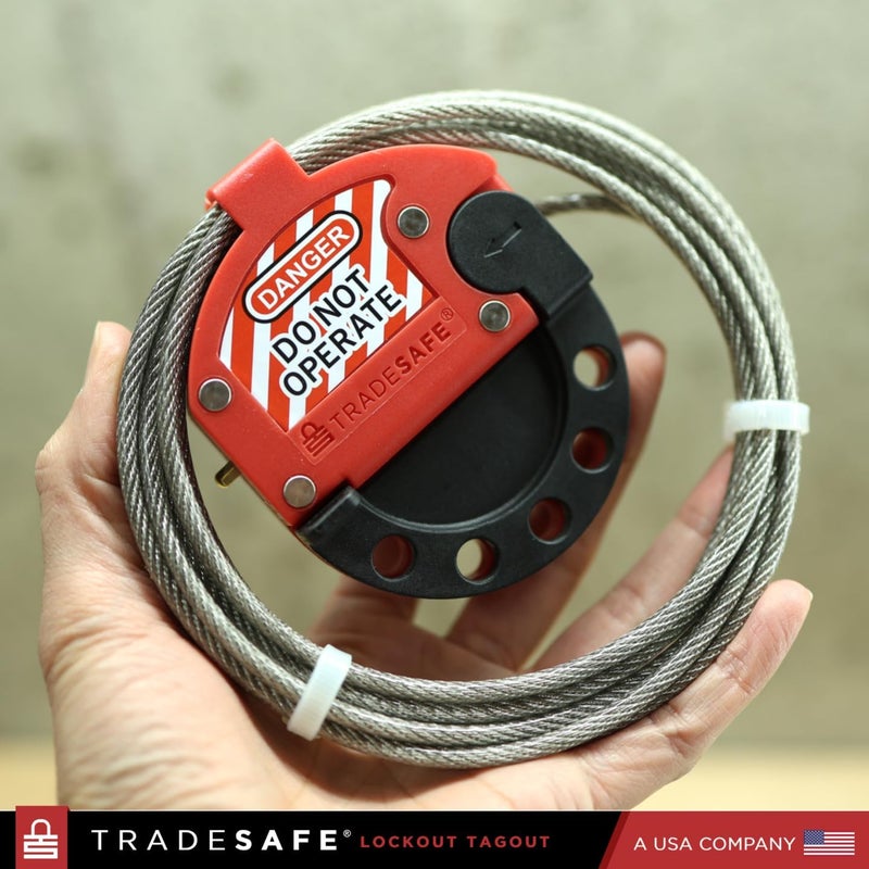 TRADESAFE Lockout Tagout Adjustable Cable Lock - 10 ft Steel Cable Lock with Vinyl Coating, Premium Grade Loto Cable, OSHA Compliant - Image 5