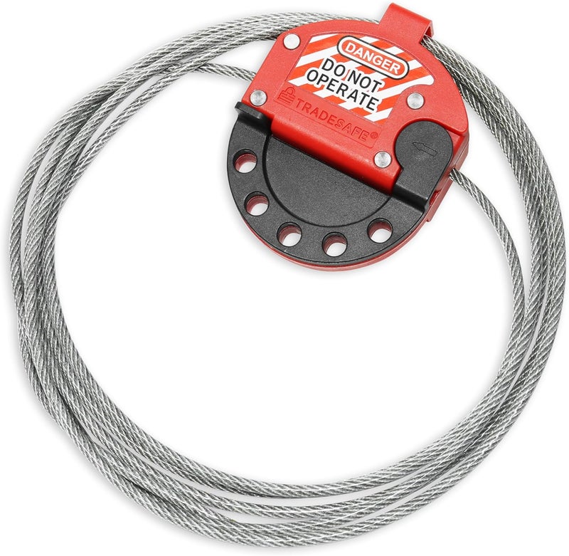 TRADESAFE Lockout Tagout Adjustable Cable Lock - 10 ft Steel Cable Lock with Vinyl Coating, Premium Grade Loto Cable, OSHA Compliant - Image 1