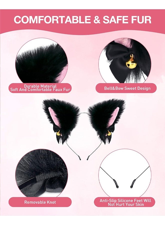 Fox Cat Ears Anime Cosplay - Animal Wolf Headwear, Halloween Headband,Headpiece Costume Accessories with Bells White - Image 4