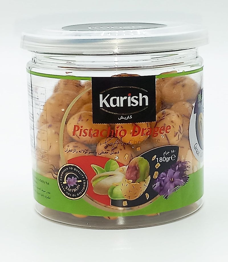 Karish Pistachio Coated With Saffron Chocolate | Natural & Rich in Aroma of Kesar | Unique Gourmet Gift For Special Occasions | Delicious Dry Fruits Choco Snack For Family & Loved Ones | 180 gm - Image 4