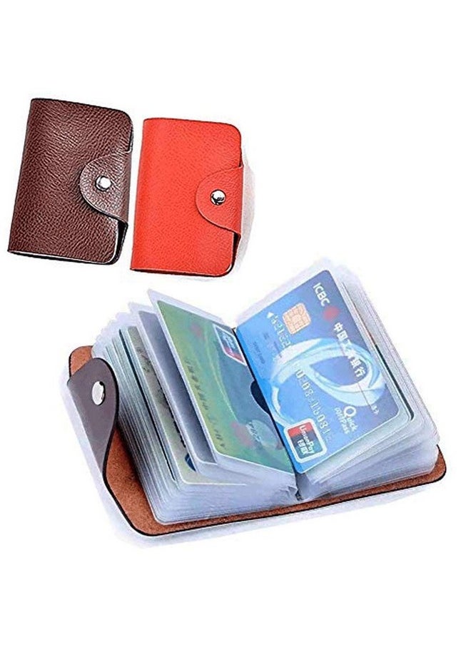 K Y KANGYUN Unisex Small Leather Credit Card Holder 2 Pack (Redk&Brown)…  - Image 1