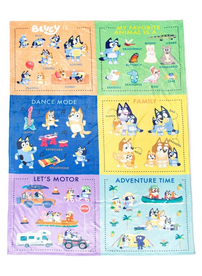 Jay Franco Jay Franco Bluey Early Education Learning Blanket - Measures 60 x 90 Inches - Super Soft Plush Teaching Blanket for Children - Music, Vehicles & Animals Kids Bedding  - Image 1
