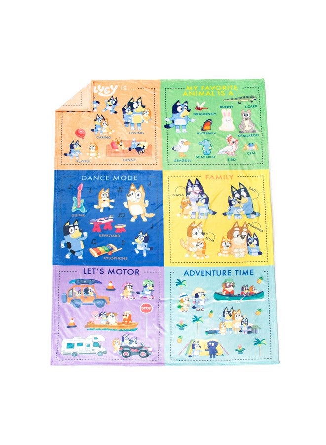 Jay Franco Jay Franco Bluey Early Education Learning Blanket - Measures 60 x 90 Inches - Super Soft Plush Teaching Blanket for Children - Music, Vehicles & Animals Kids Bedding  - Image 4