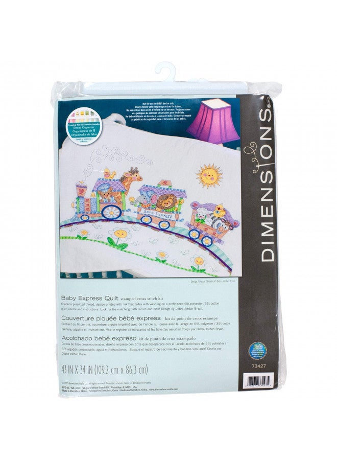 Dimensions Stamped Cross Stitch 'Baby Express' DIY Baby Quilt, 34" x 43" - Image 2