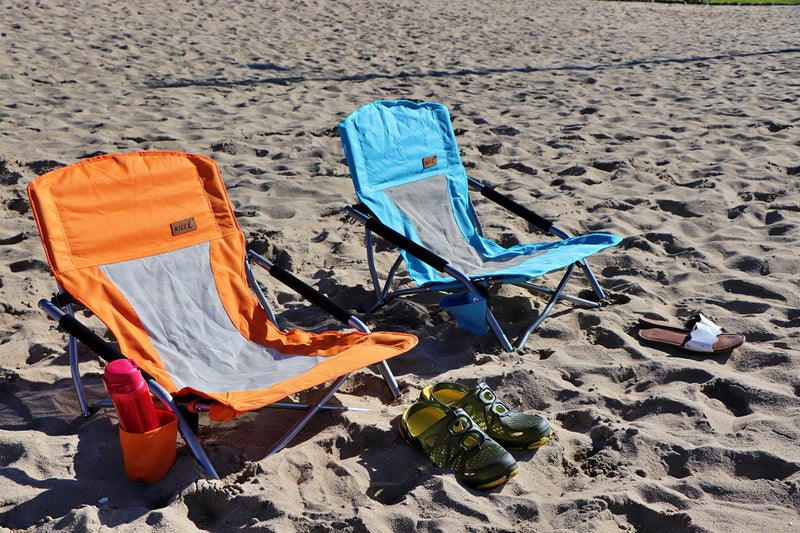 Nice C Chair Beaches, Beach Chairs for Adults 2 Pack, Low Beach Chair, Sling, Folding, Portable, Concert, Kids, Boat, Sand Chair with Cup Holder & Carry Bag (Set of 2 Orange) - Image 3