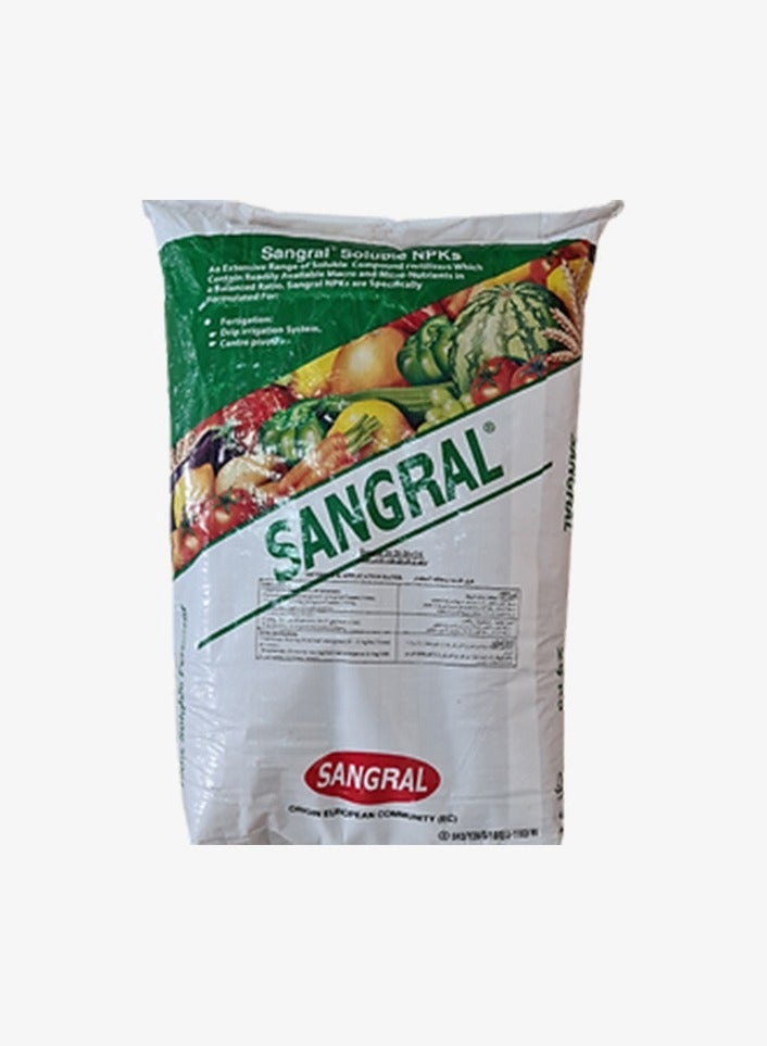 ان بي كي Sangral NPK 20-20-20 + TE سماد قابل للذوبان في الماء 100٪ 25 كجم أفضل للنباتات الداخلية والخارجية - Image 2
