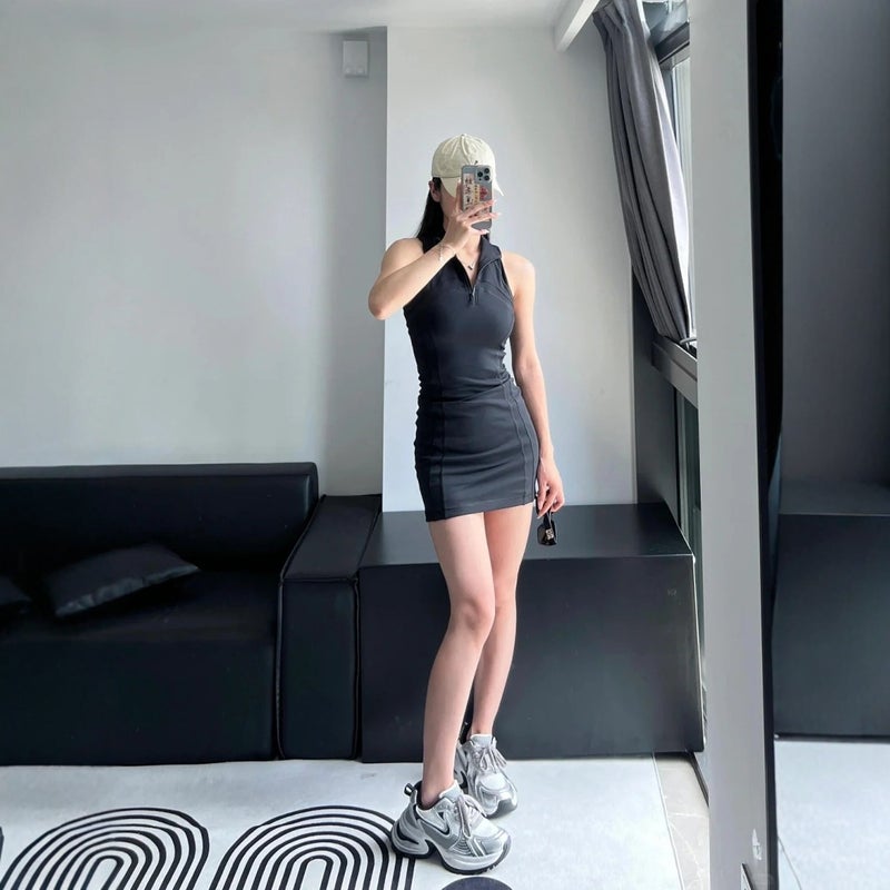 Women's Sleeveless Bodycon Mini Dress with Stand Collar - Image 4