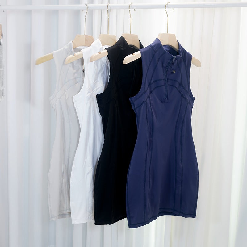 Women's Sleeveless Bodycon Mini Dress with Stand Collar - Image 2
