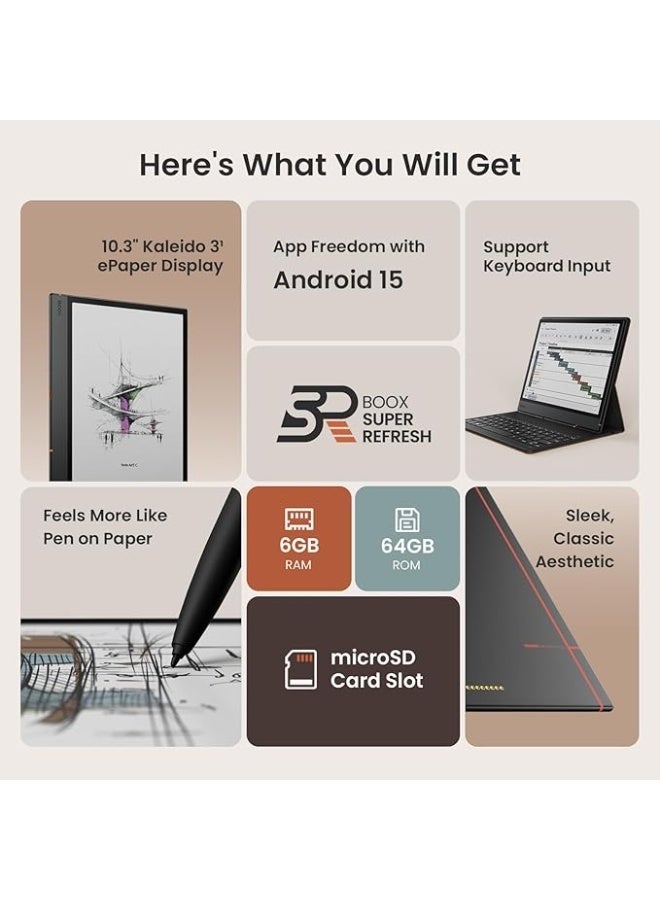 BOOX Note Air5 C 10.3" E-Ink Tablet | Android 15 | 6GB RAM + 64GB | Pen3 Stylus Included | Bundle: Case + Extra Pen Tips (5 Stylus Tips In Box) - Image 2