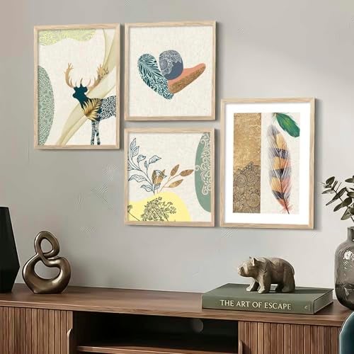 kotart Modern Art Home Decoration Painting Abstract Paintings With Frame For Living Room Bed Room Hotel Wall Decor Digital Reprint Engineered Wood Set of 4 Framed - Image 5
